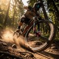 Un VTT en descente sur un sentier raide. Comment la pression des pneus influence-t-elle l’adhérence ?